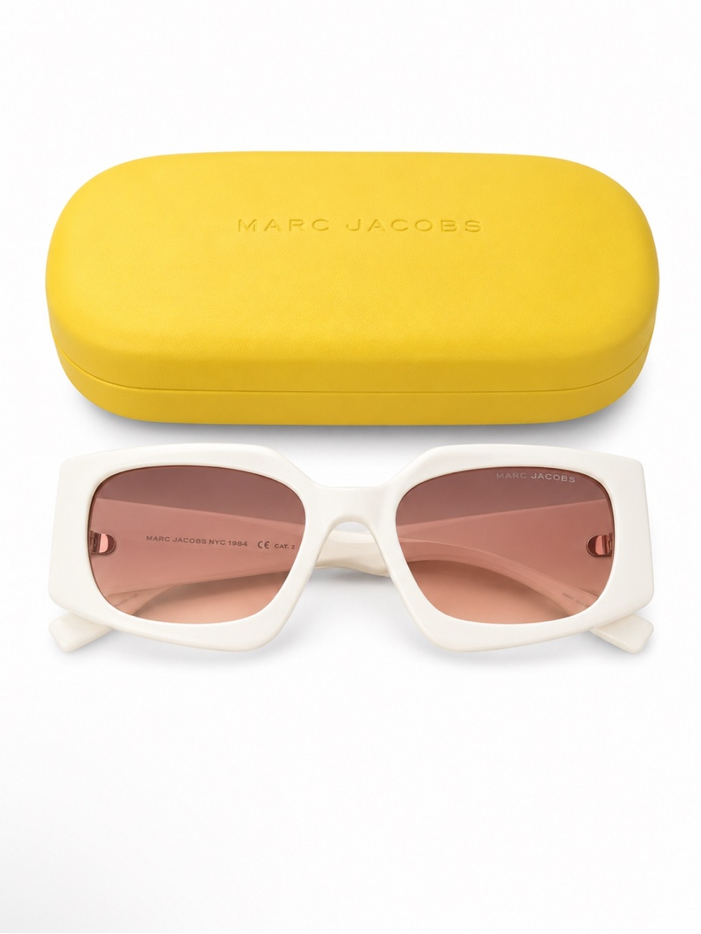 NEW Marc Jacobs White Frame Sunglasses with Rose Lenses